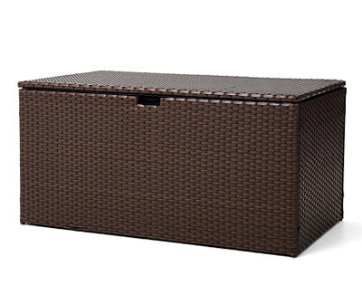 Brown 140-Gallon Wicker Storage Deck Box
