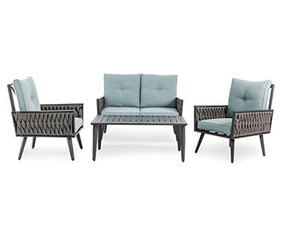 Charcoal Gray All-Weather Wicker 4-Piece Cushioned Patio Seating Set