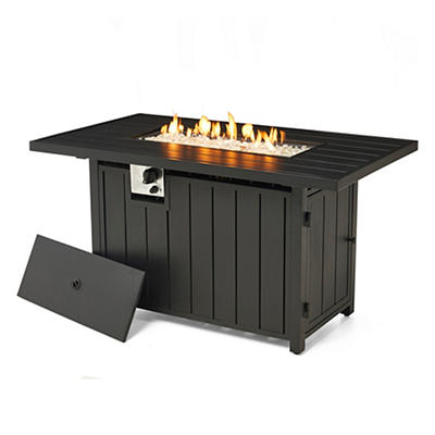 48" Black Slat Gas Fire Pit Table