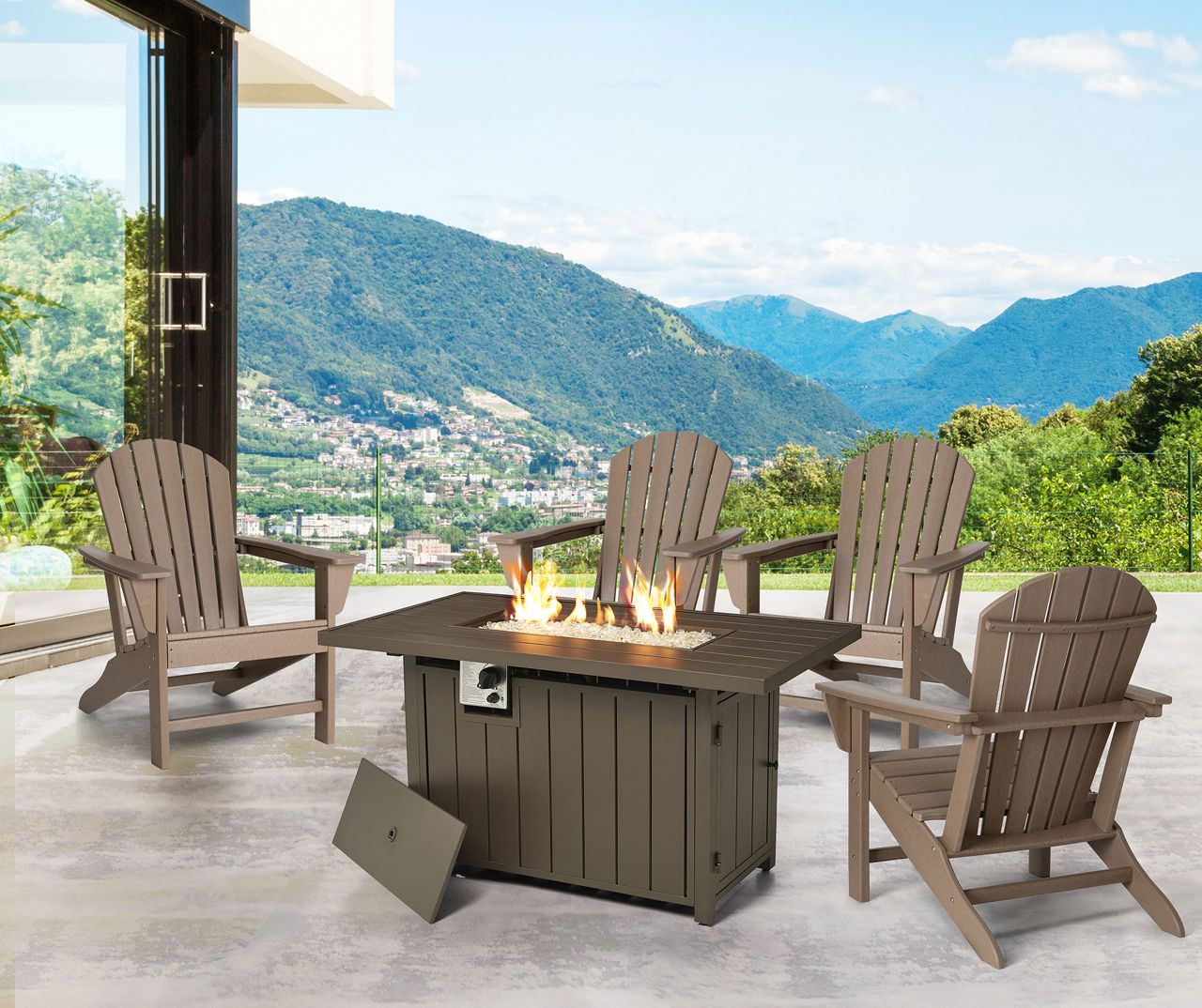 48" Brown Slat Gas Fire Pit Table