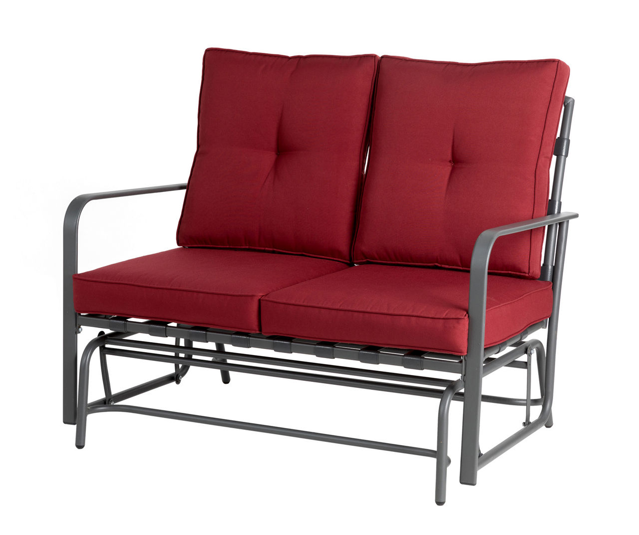 Red Gliding Cushioned Patio Loveseat