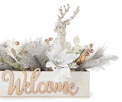 "Welcome" Floral & Deer Tabletop Decor