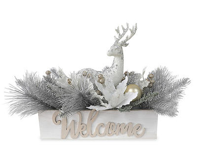"Welcome" Floral & Deer Tabletop Decor