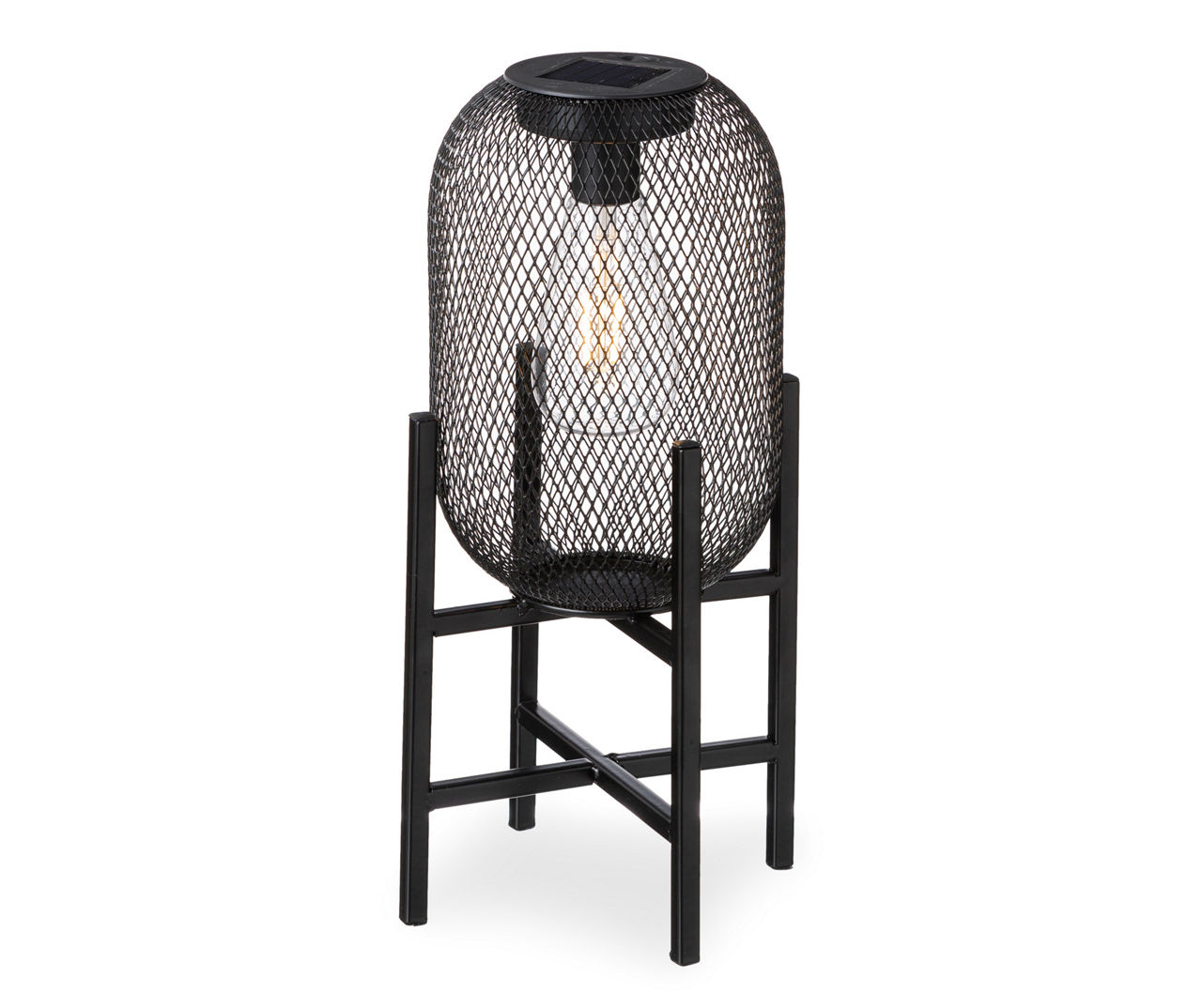 Black Cylinder Solar Lantern with Raised Stand