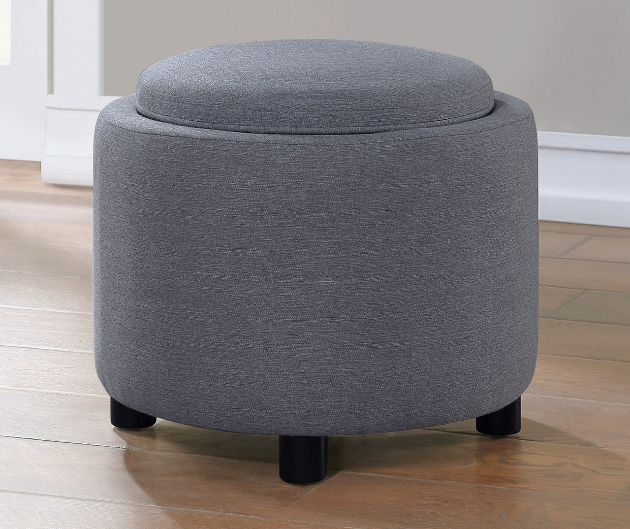 Gray round deals ottoman with storage