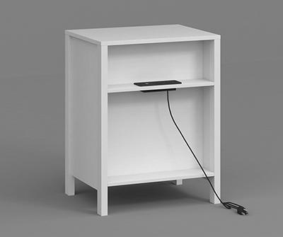 Real Living Villa Park White Cane Door End Table with Outlets & USB Charging - Big Lots