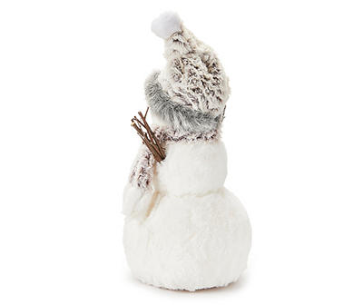 Furry White Hat-Wearing Snowman Decor