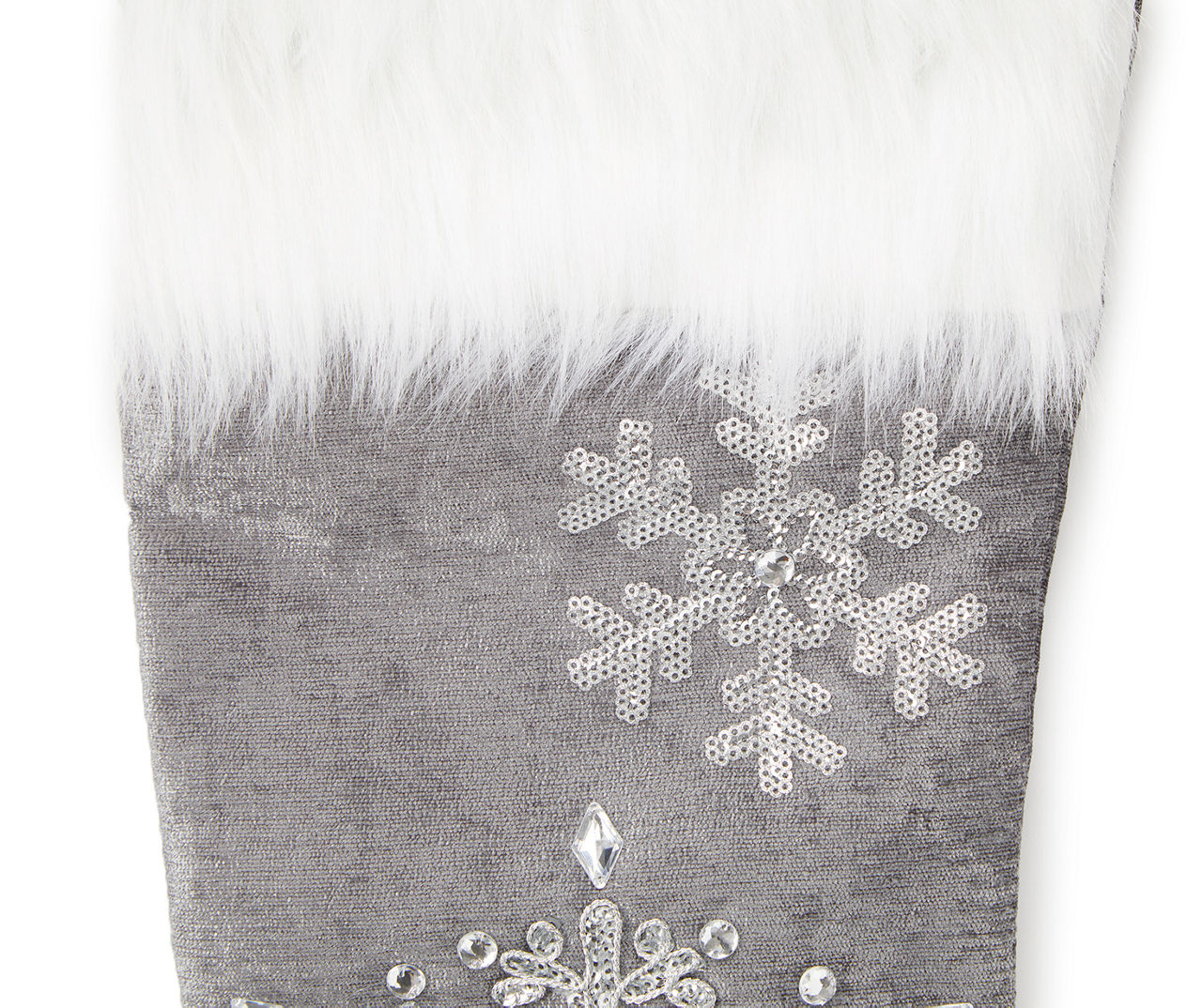 Winter Wonder Lane White & Silver Sequined Snowflake Faux Fur