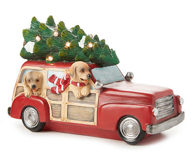 B/O RESIN DOGS IN WOODY CAR