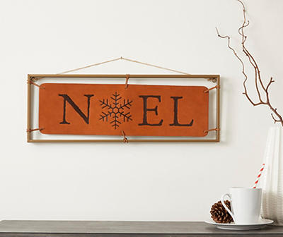 "Noel" Faux Leather Framed Hanging Wall Decor