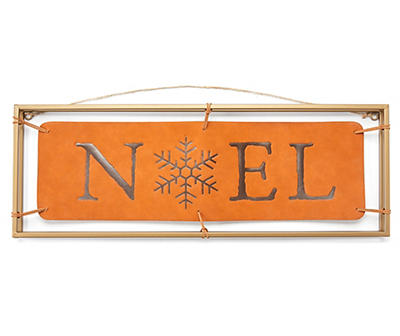 "Noel" Faux Leather Framed Hanging Wall Decor
