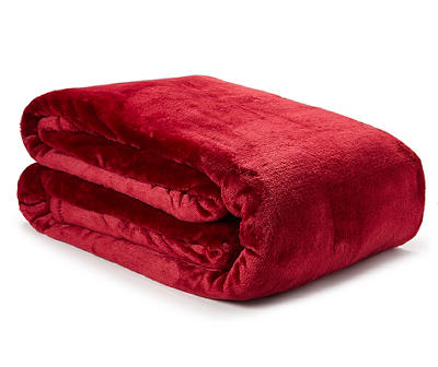 Deep Red Plaid Velvet Plush Twin/Full Blanket