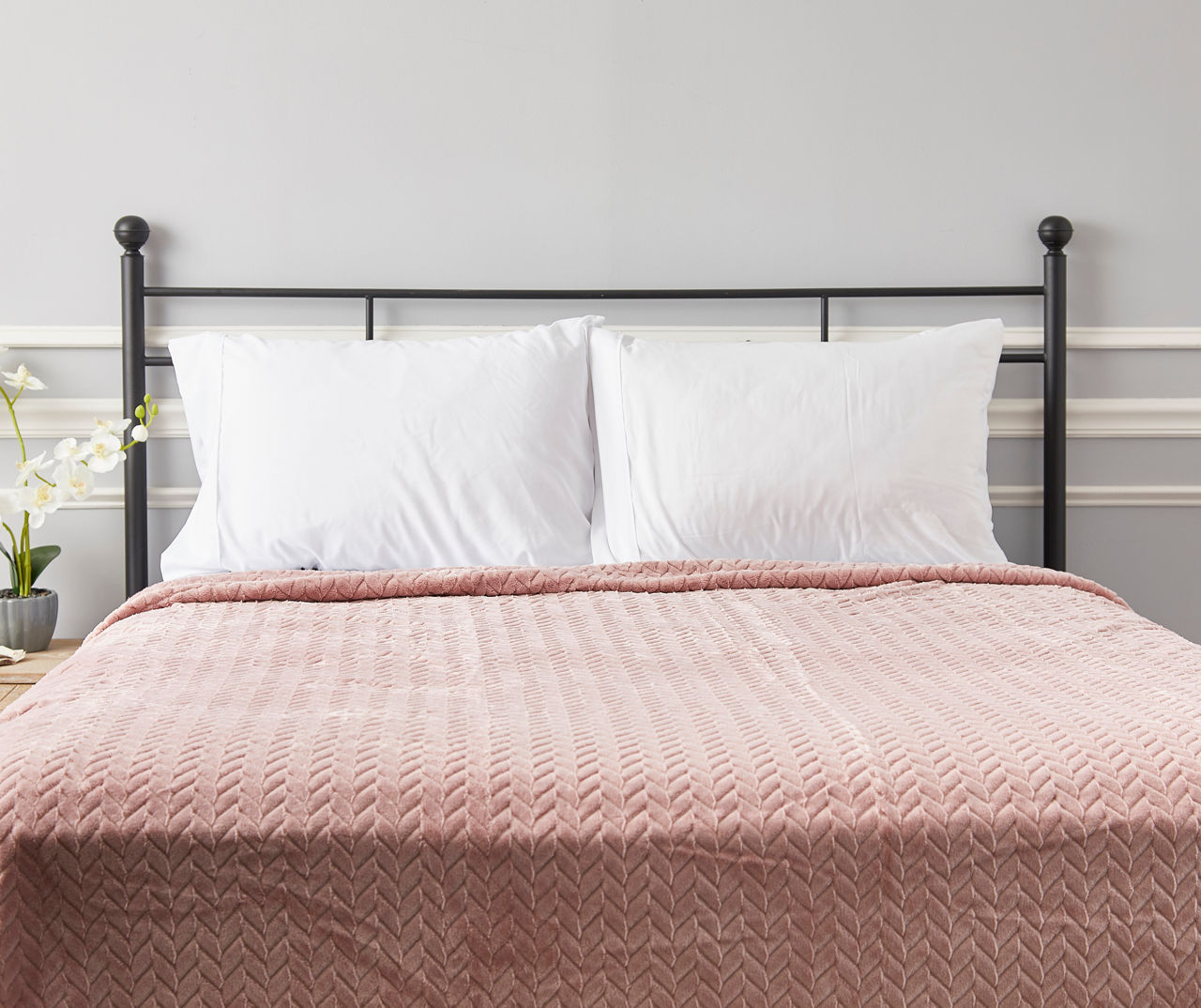Sepia Rose Zigzag-Embossed Velvet Queen Blanket