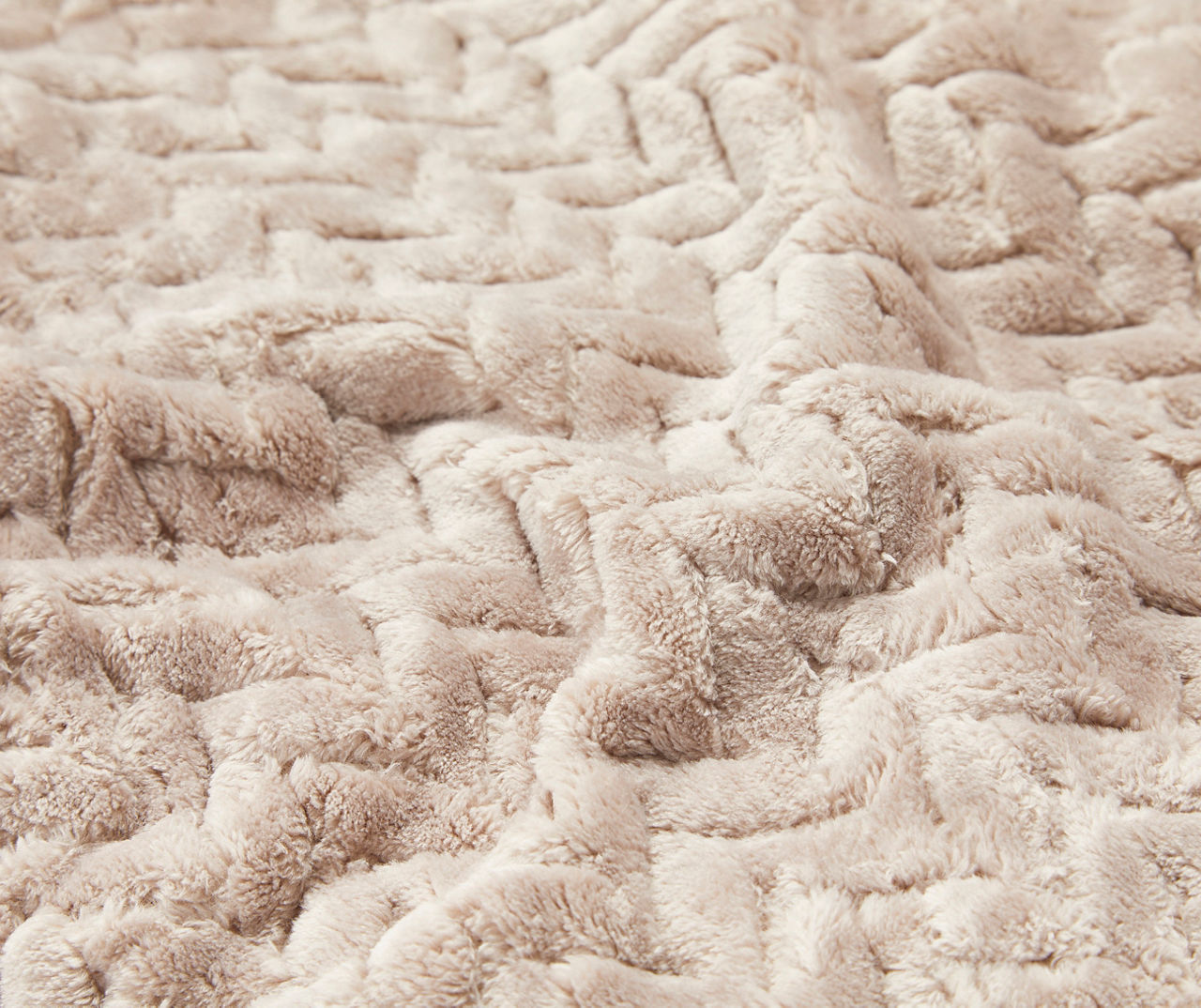 Tan Zigzag-Embossed Velvet Queen Blanket