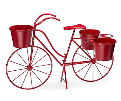 28.75" Red Bicycle Metal Planter