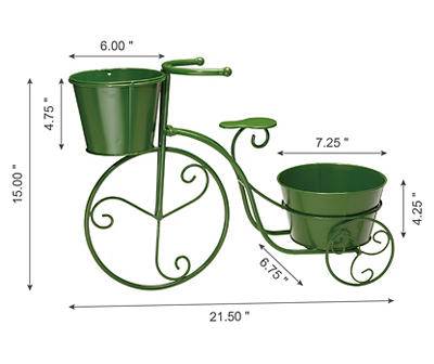 21.5" Green Bicycle Metal Planter