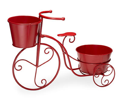 21.5IN RED METAL BICYCLE PLANTER (KD)