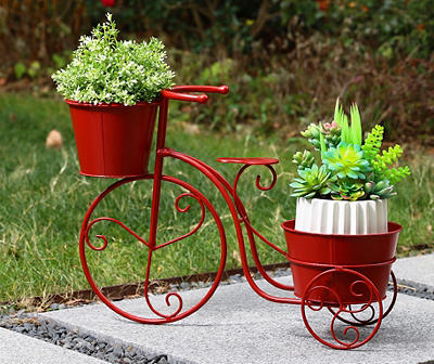 21.5" Red Bicycle Metal Planter
