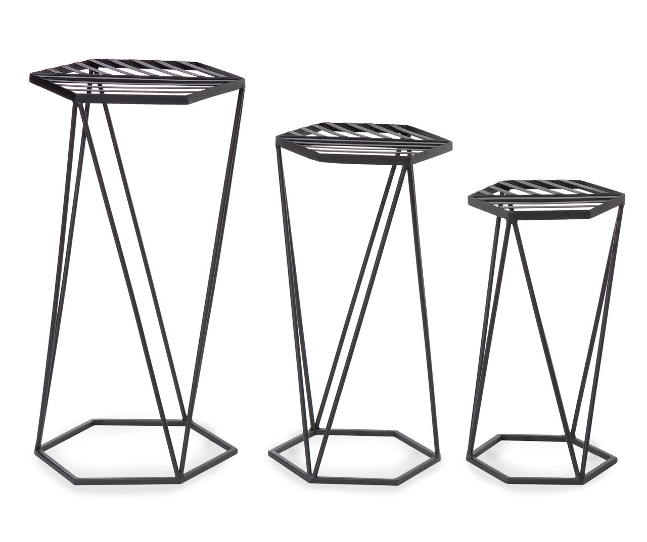 Black Hexagon 3Piece Metal Plant Stand Set Big Lots
