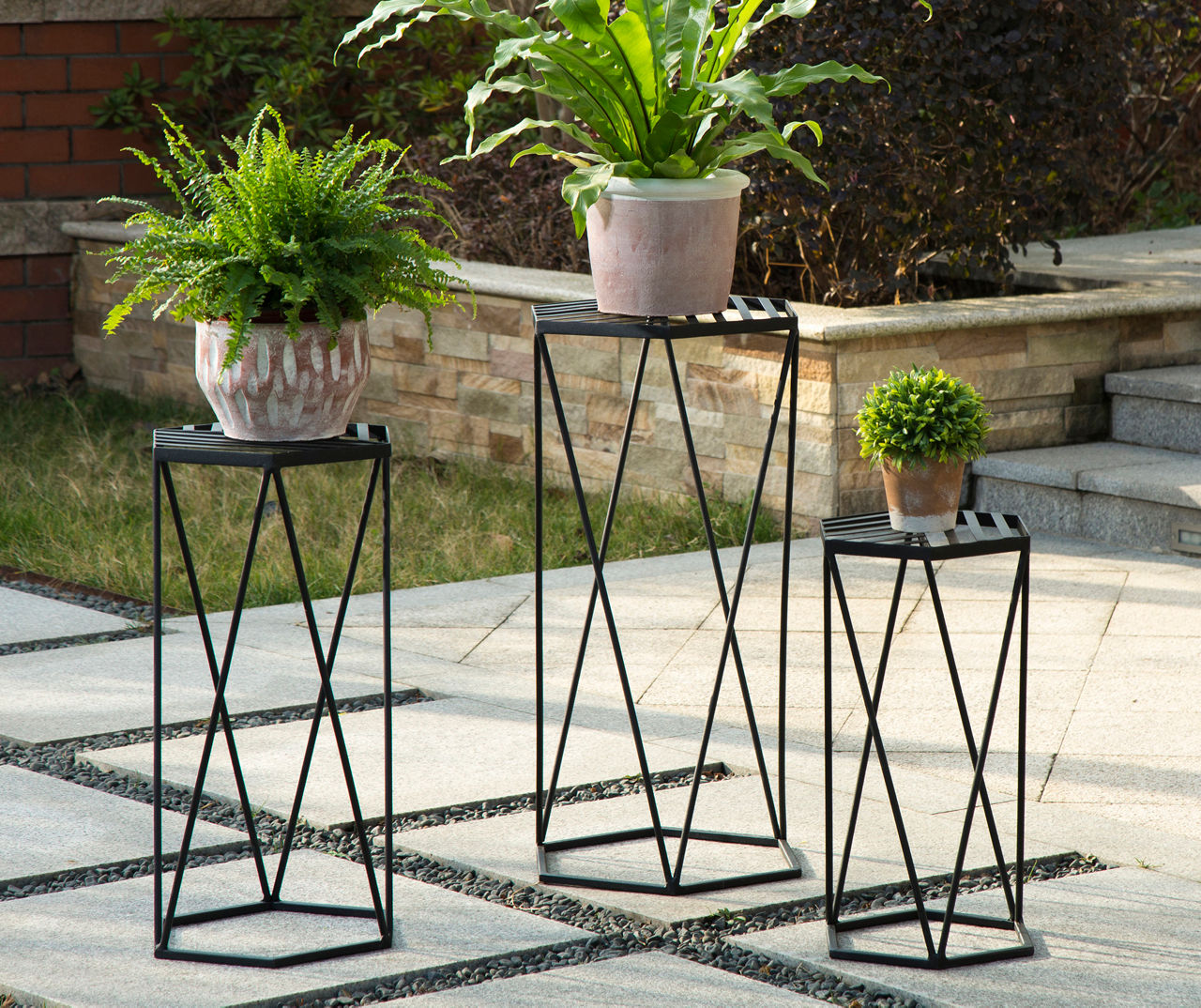 Black Hexagon 3-Piece Metal Plant Stand Set | Big Lots