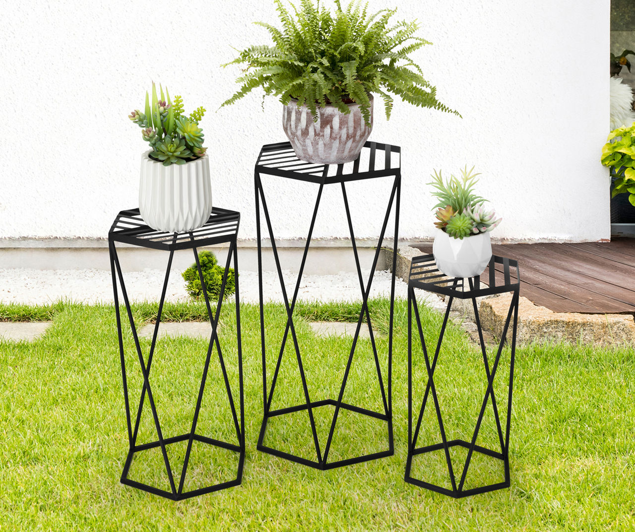 Black Hexagon 3-Piece Metal Plant Stand Set | Big Lots