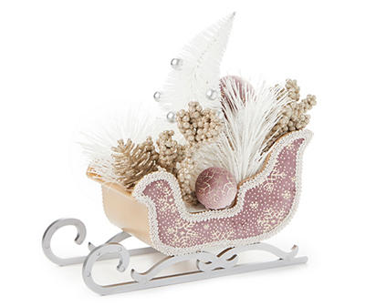 Frosted Pinecone Snowflake Sleigh Tabletop Decor