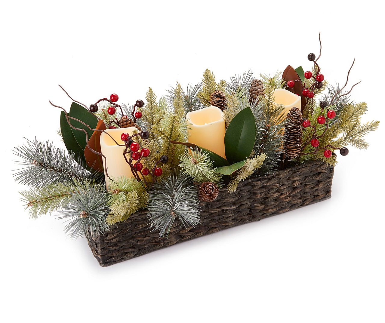 Broyhill Pine & Berry Floral Trio Led Candle Centerpiece 