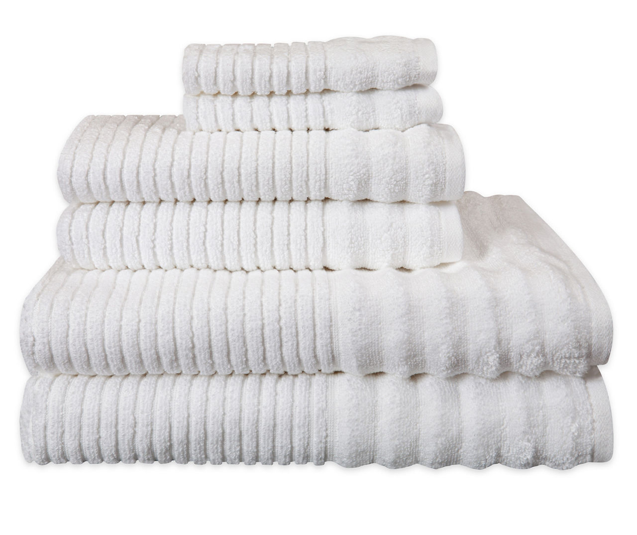 Laflin Stripe Rib White 6-Piece Bath Towel Set