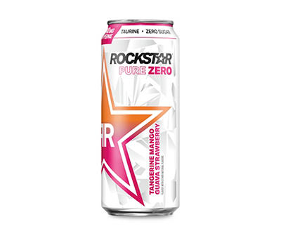 Rockstar Pure Zero Energy Drink Tangerine Mango Guava Strawberry Flavor 16 Fl Oz Can