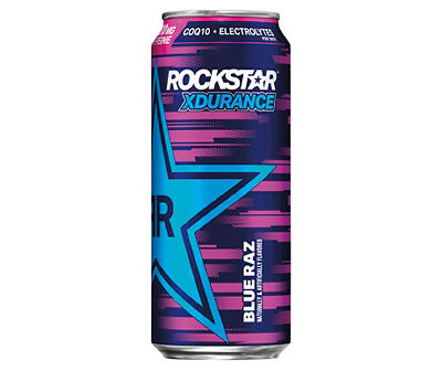 Rockstar Xdurance Energy Drink Blue Raz Naturally & Artificially Flavored 16 Fl Oz Can