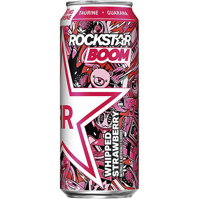 Rockstar Boom Energy Drink Whipped Strawberry Naturally & Artificially Flavored 16 Fl Oz