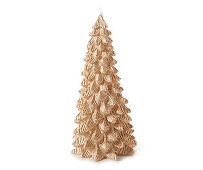 Gold Pine Tree Candle, (7.5")