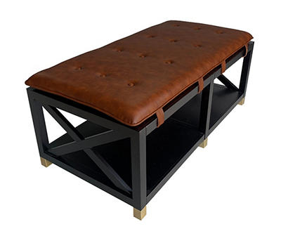 Calvac Faux Leather Top Ottoman Coffee Table