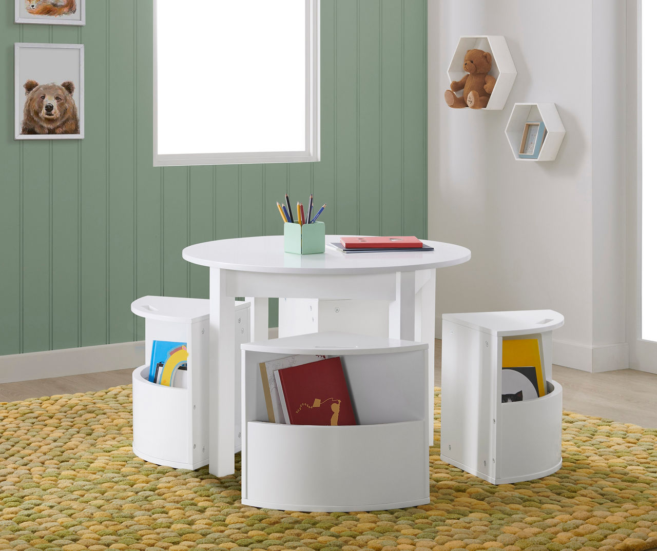 Rotunda Grey Stain Wood Kids Table with Storage + Reviews