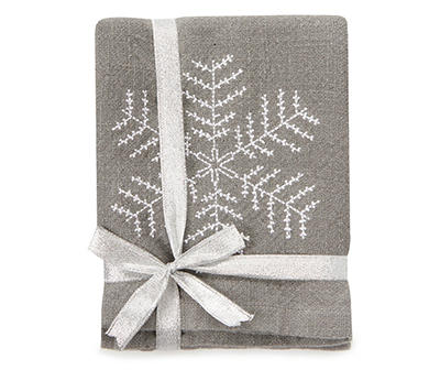 Gray Plaid & Embroidered Snowflake Kitchen Towels, 2-Pack