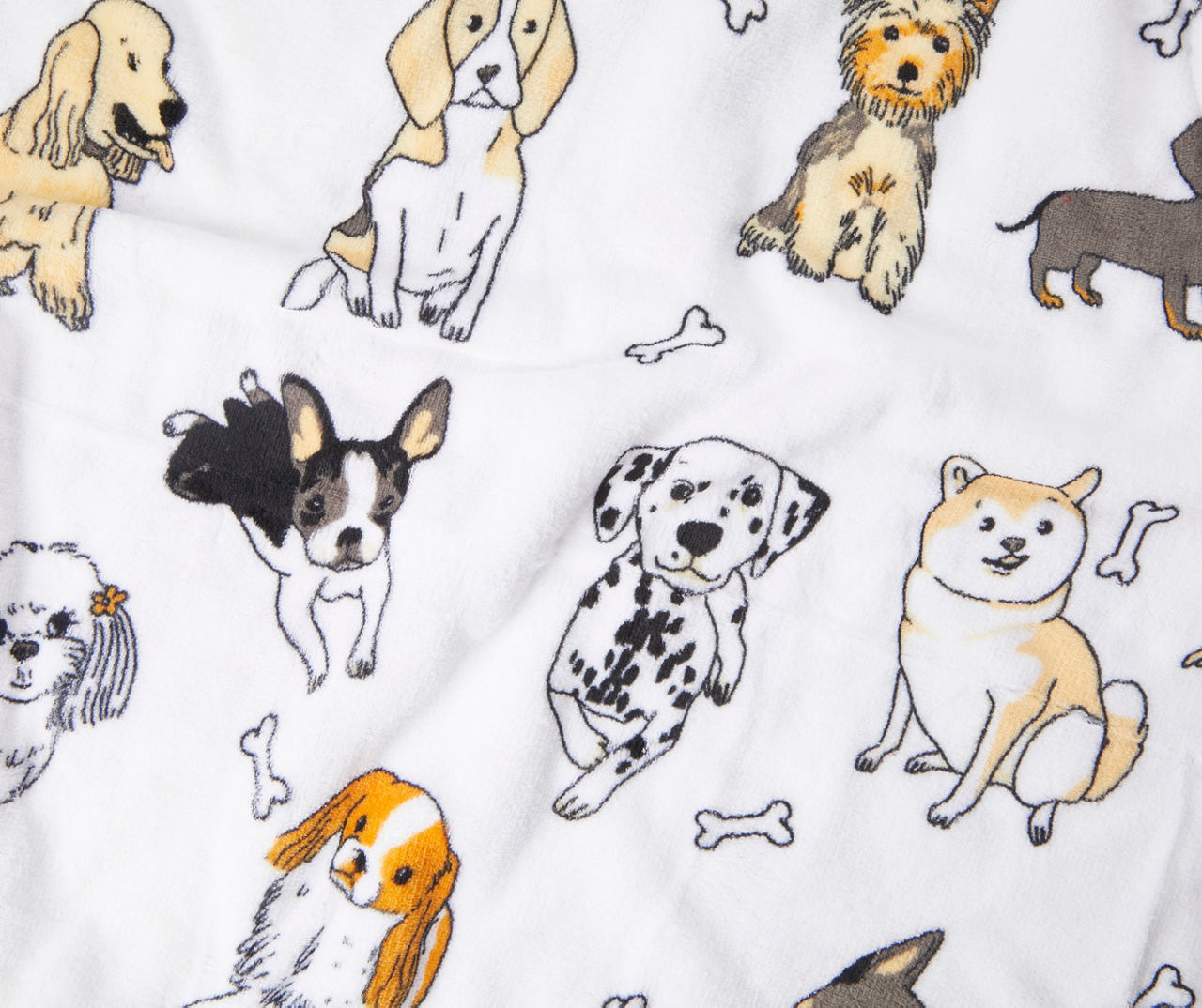 White Dogs & Bones Printed Coral Fleece Throw, (50" x 60")