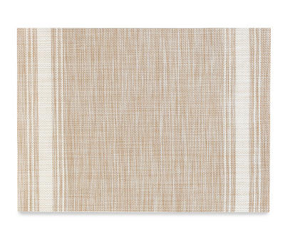 Brown & White Striped Woven Vinyl Bistro Placemat