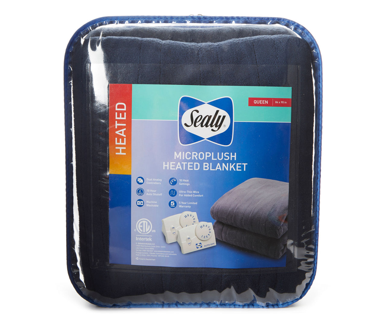 Biddeford Sealy Navy Microplush Electric Blanket Big Lots