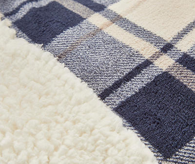 SEALY BLUE PLAID SHERPA ELECTRIC THROW