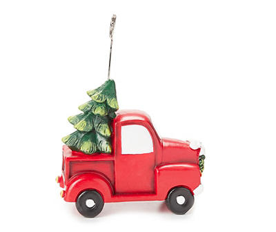 Red Holiday Tree Truck Photo Clip