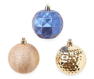 Blue & Gold Ball 28-Piece Shatterproof Plastic Ornament Set