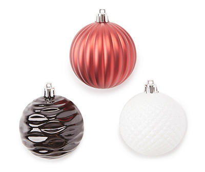 Red, Black, Silver & White 28-Piece Shatterproof Plastic Ball Ornament Set