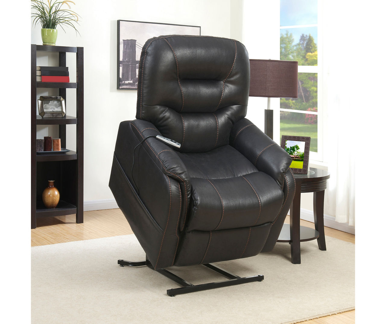 Power Lift Recliner with Massage and Heat - Black Faux Leather - Easy  Medical Store