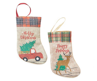 Truck & Reindeer Mini Stockings, 12-Pack