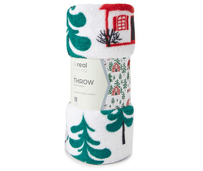 White & Green Tree Truck Holiday Throw, (50