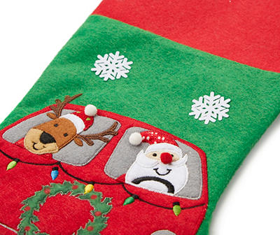 Van Santa & Reindeer Felt Stocking