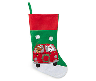 Van Santa & Reindeer Felt Stocking