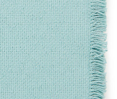 Aqua Fringed Textured Cotton Placemat
