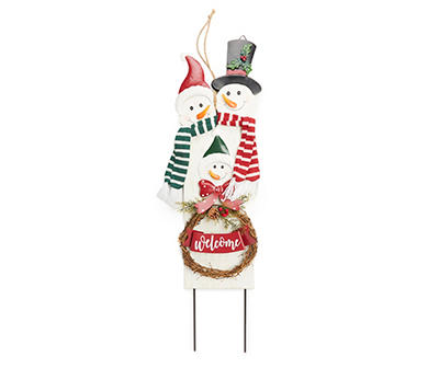 36" Welcome Snowman Family Yard Stake