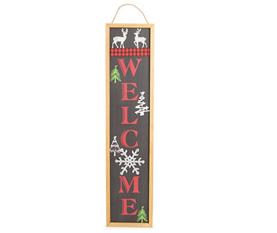 "Welcome" Reindeer, Tree & Snowflake Framed Leaner Decor